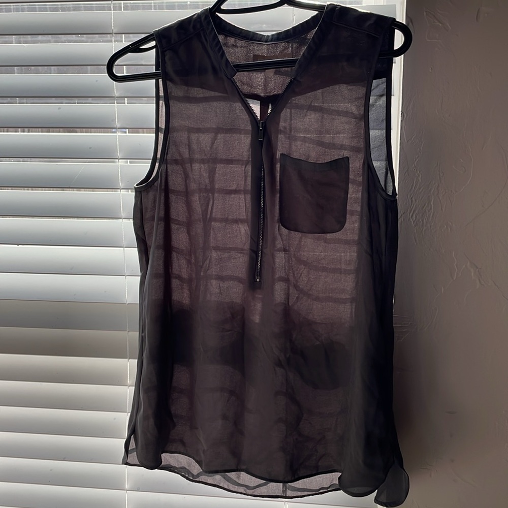Banana Republic Sleeveless Top Women’s Medium Sheer Chiffon Casual Grunge Chic - Picture 8 of 14